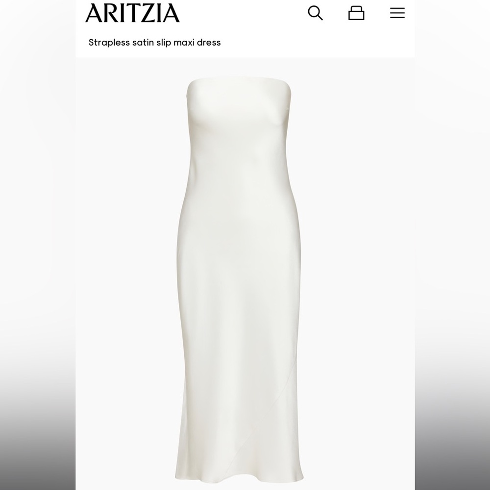 Aritzia White Satin Slip Maxi Dress